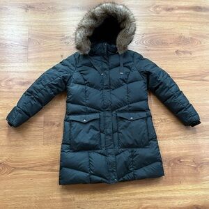 Eddie Bauer Black Puffer Coat with Fur Hood